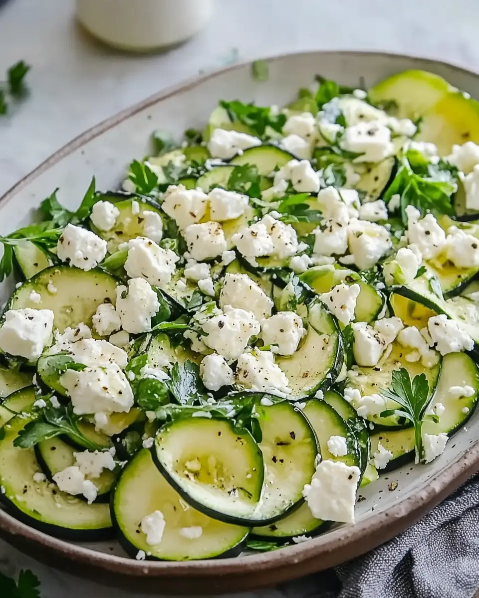Roher Zucchinisalat mit Feta – Bestes Sommerrezept First Image First Image