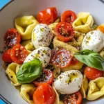 Frischer Tortellini Salat getoppt mit Mozzarella Rezept First Image First Image