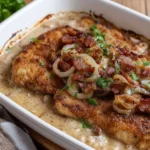 Schweineschnitzel mit Zwiebel-Specksauce – cremig & einfach First Image First Image