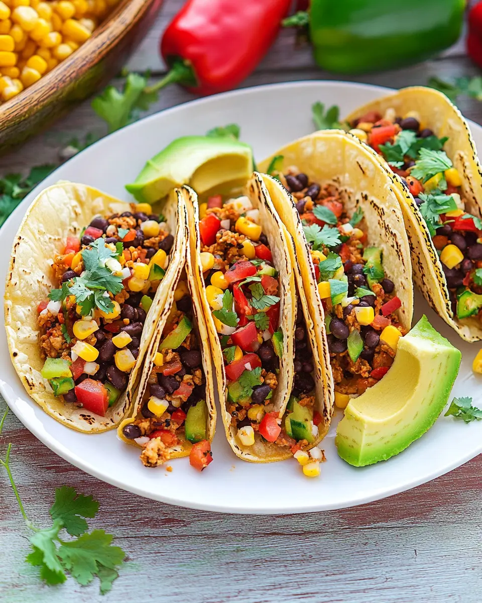 Vegetarische Tacos mit mexikanischer Füllung First Image First Image